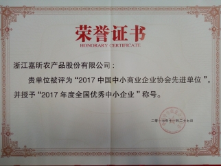2017年度全国优良中幼企业